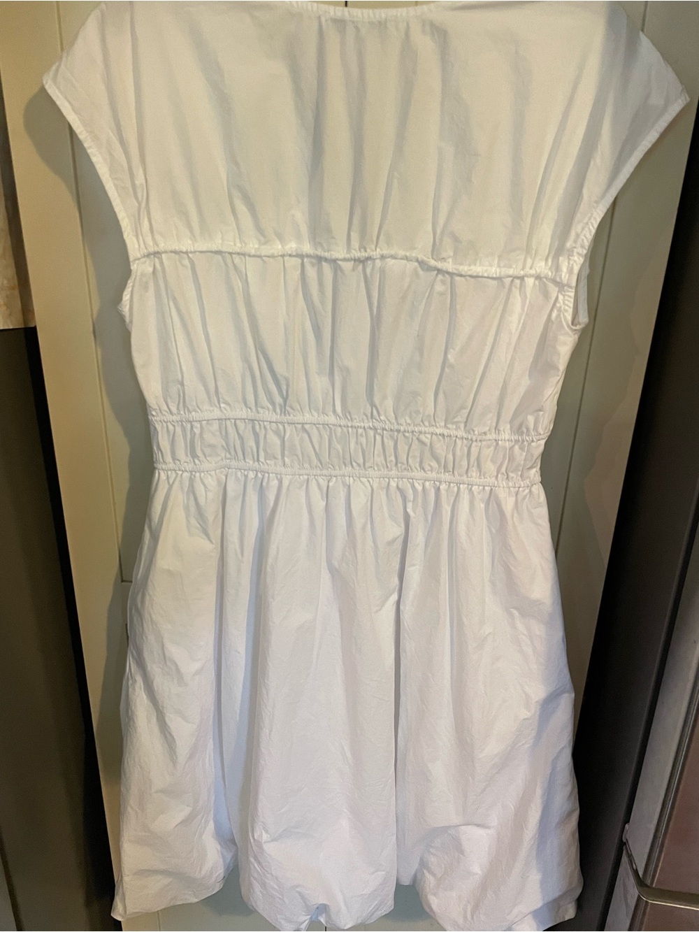 Ellen Tracy White Cotton Tiered Tie-Front Mini Dress - Picture 4 of 6